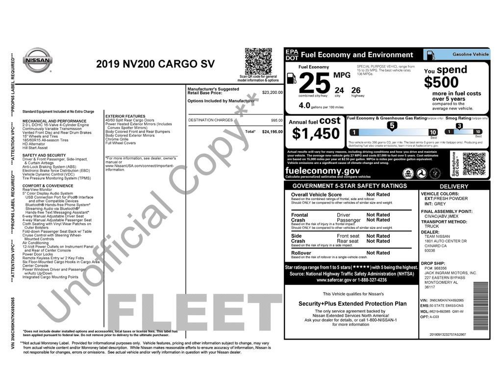 Used 2019 Nissan NV200 SV FWD image 3