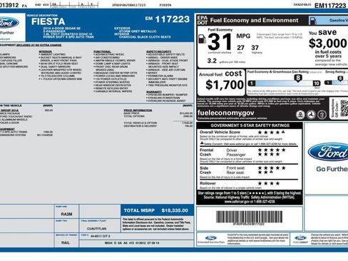 Used 2014 Ford Fiesta SE w/ Equipment Group 201A FWD image 2