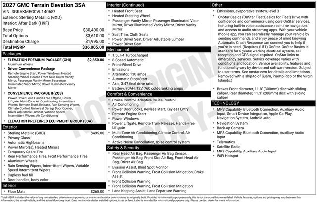 New 2027 GMC Terrain Elevation w/ Elevation Premium Package FWD image 3