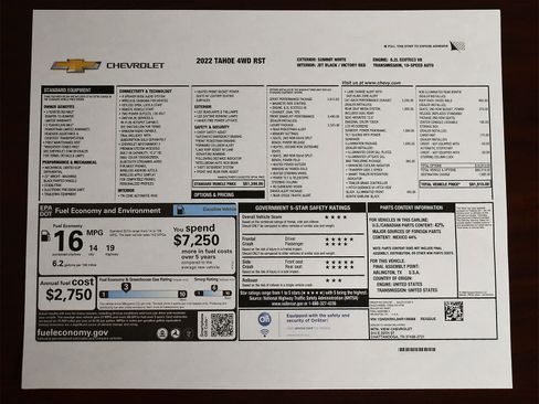 Used 2022 Chevrolet Tahoe RST w/ Sport Performance Package AWD/4WD image 4