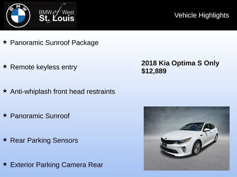 Used 2018 Kia Optima S w/ Panoramic Sunroof Package FWD image 8