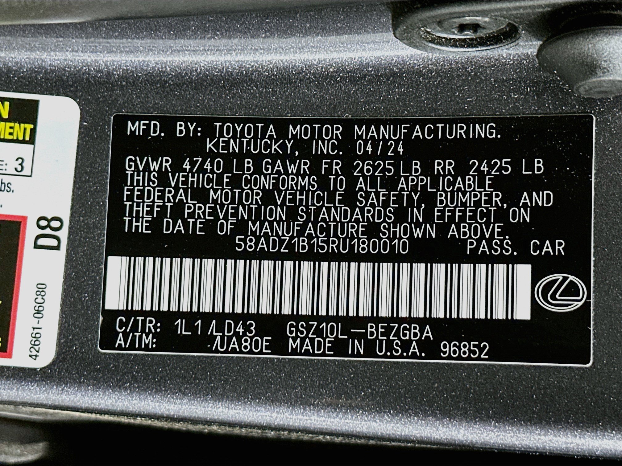 Used 2024 Lexus ES 350 w/ Premium Package FWD image 12