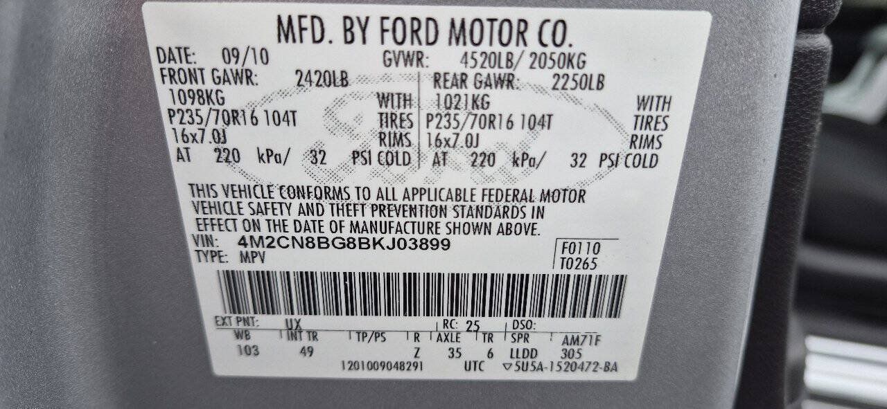 Used 2011 Mercury Mariner 2WD w/ 101A Rapid Spec Order Code image 10