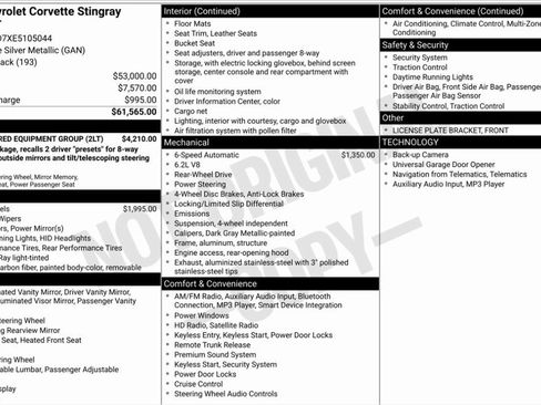 Used 2014 Chevrolet Corvette Stingray Coupe w/ 2LT Preferred Equipment Group image 2