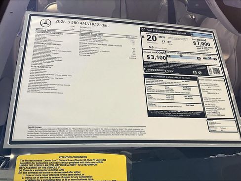 New 2026 Mercedes-Benz S 580 4MATIC Sedan image 18