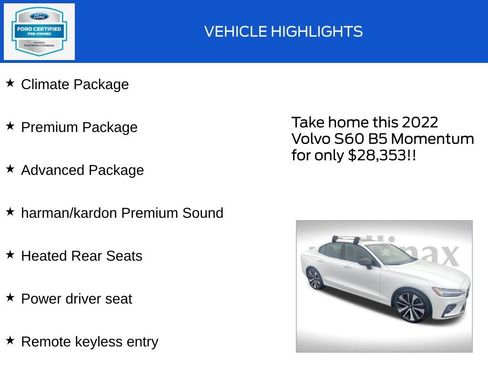 Used 2022 Volvo S60 B5 Momentum w/ Advanced Package image 17