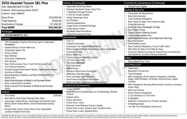 New 2026 Hyundai Tucson SEL Plus AWD/4WD image 43