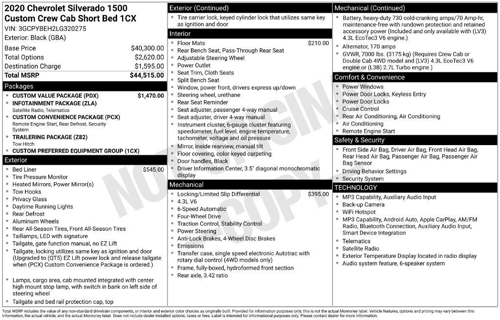 Used 2020 Chevrolet Silverado 1500 Custom w/ Custom Value Package AWD/4WD image 11