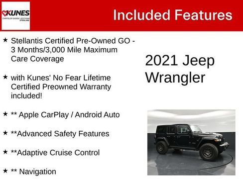 Certified 2021 Jeep Wrangler Unlimited Rubicon w/ Xtreme Recon 35" Tire Package AWD/4WD image 4