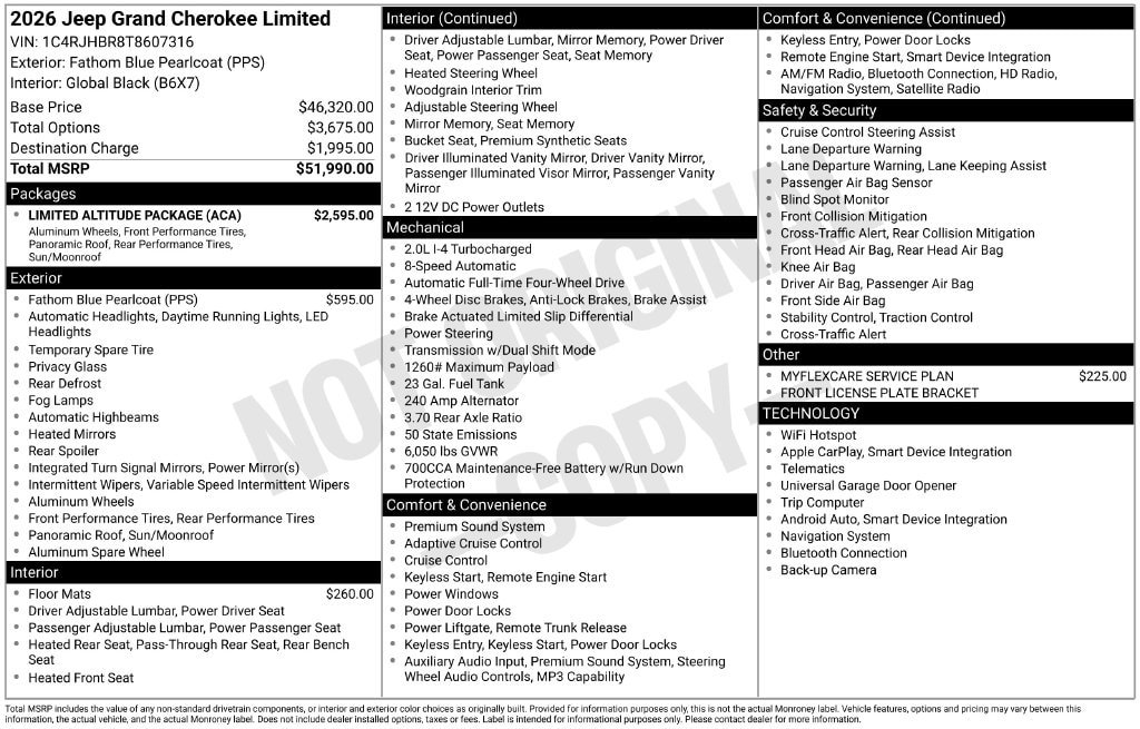 New 2026 Jeep Grand Cherokee Limited w/ Limited Altitude Package AWD/4WD image 4