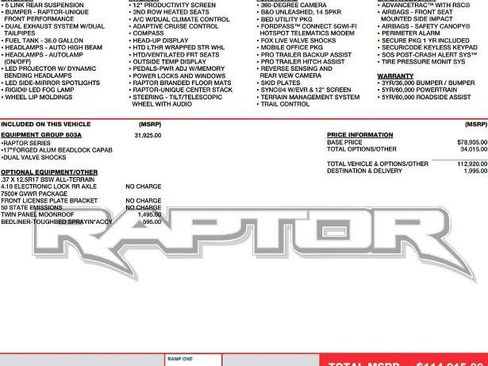 Certified 2025 Ford F150 Raptor w/ Equipment Group 803A Raptor R AWD/4WD image 2