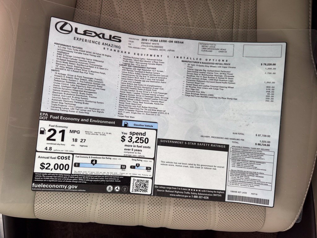 Used 2018 Lexus LS 500 AWD w/ Interior Upgrade Package image 27