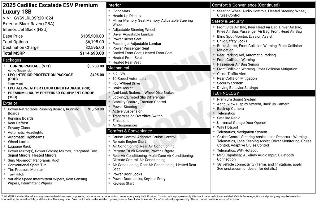 Used 2025 Cadillac Escalade ESV Premium Luxury w/ Touring Package AWD/4WD image 21