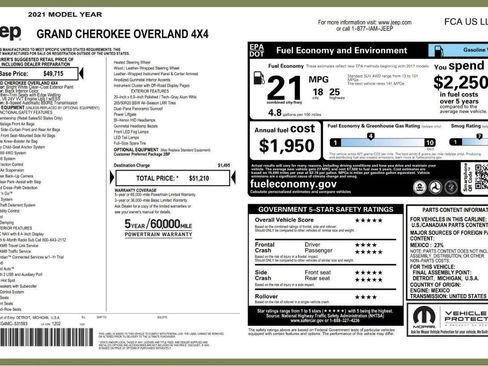 Used 2021 Jeep Grand Cherokee Overland AWD/4WD image 8