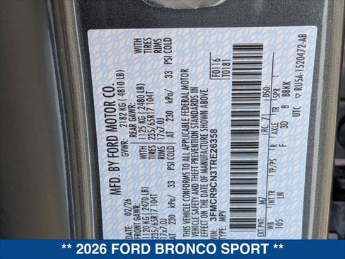 New 2026 Ford Bronco Sport Outer Banks w/ Sasquatch Outer Banks Package image 22
