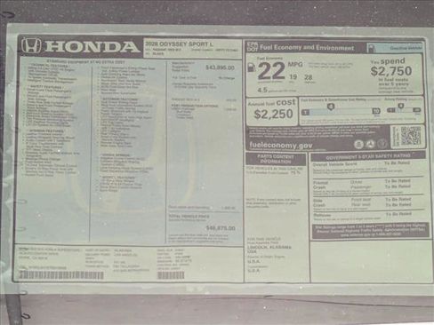 New 2026 Honda Odyssey Sport-L image 18