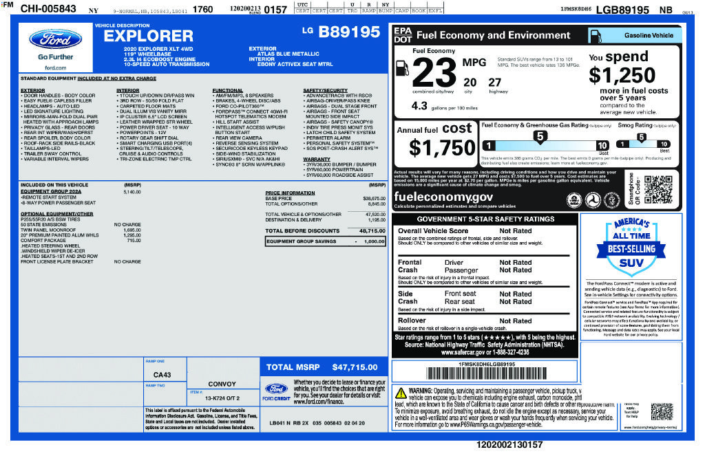 Used 2020 Ford Explorer XLT w/ Equipment Group 202A AWD/4WD image 2