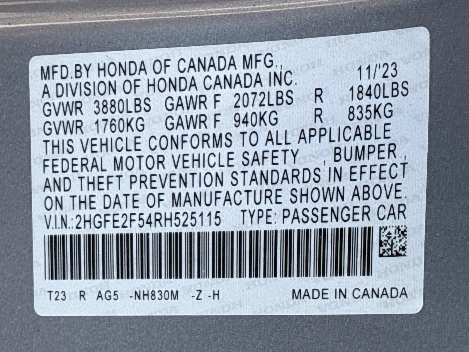 Certified 2024 Honda Civic Sport image 33