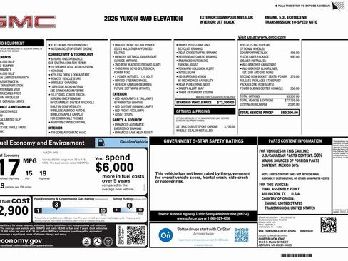 New 2026 GMC Yukon Elevation w/ LPO, Floor Liner Package image 4