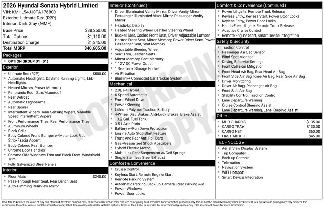 New 2026 Hyundai Sonata Limited FWD image 44