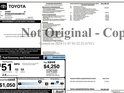 Used 2025 Toyota Camry LE w/ Convenience Package FWD image 14