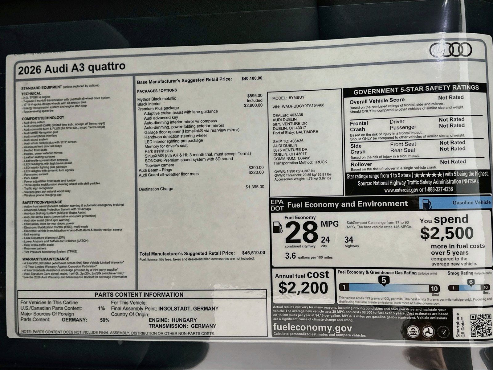 New 2026 Audi A3 2.0T Premium Plus AWD/4WD image 46