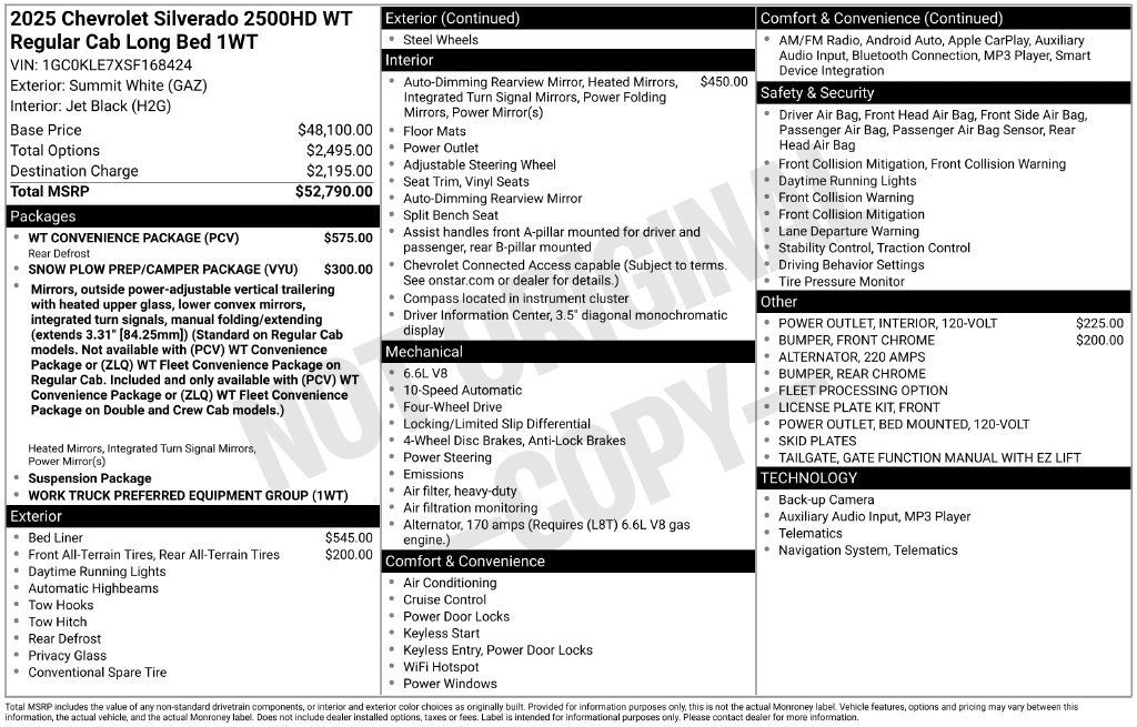 Used 2025 Chevrolet Silverado 2500 W/T w/ WT Convenience Package AWD/4WD image 6