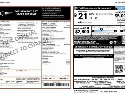 Used 2023 Genesis G70 3.3T w/ Sport Prestige Package image 4