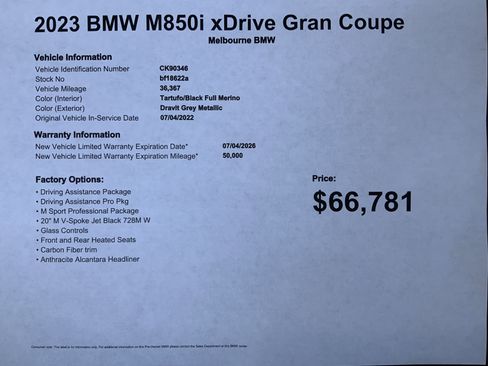 Used 2023 BMW M850i Gran Coupe xDrive image 35