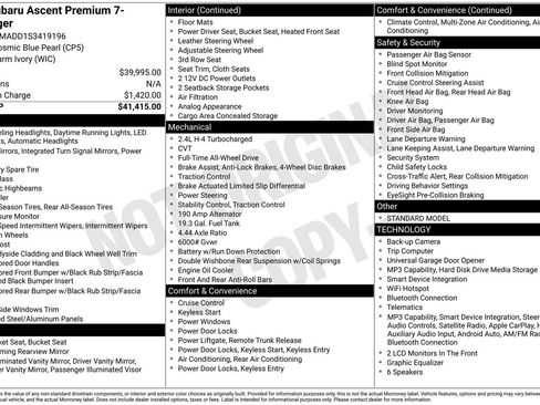 Certified 2025 Subaru Ascent Premium AWD/4WD image 14