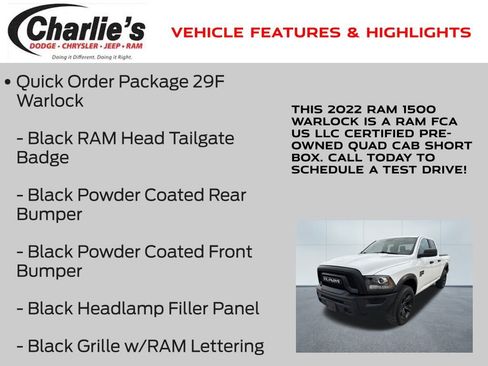 Certified 2022 RAM 1500 Classic Warlock w/ Electronics Group image 13