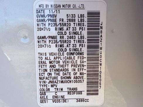 Used 2012 Nissan Murano LE w/ Platinum Pkg image 57