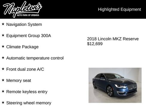 Used 2018 Lincoln MKZ Reserve w/ Climate Package FWD image 15