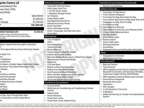 Used 2025 Toyota Camry LE w/ Convenience Package FWD image 2