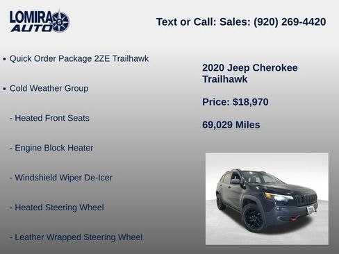 Used 2020 Jeep Cherokee Trailhawk w/ Comfort & Convenience Group AWD/4WD image 8