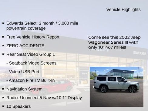 Used 2022 Jeep Wagoneer Series III w/ Rear Seat Video Group 1 RWD image 8
