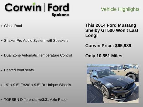 Used 2014 Ford Mustang Shelby GT500 w/ Equipment Group 821A RWD image 12