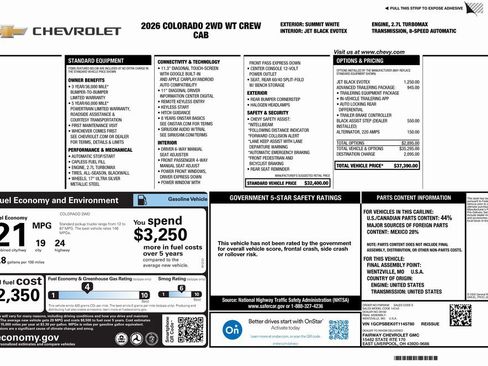New 2026 Chevrolet Colorado W/T w/ Advanced Trailering Package image 4