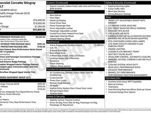 Certified 2023 Chevrolet Corvette Stingray Premium Cpe w/ Z51 Performance Package RWD image 30