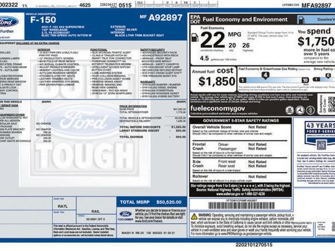 Used 2021 Ford F150 Lariat RWD image 1