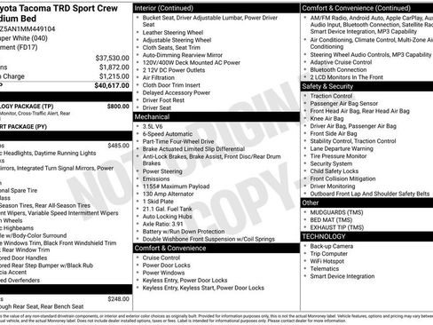 Used 2021 Toyota Tacoma TRD Sport w/ Technology Package AWD/4WD image 25