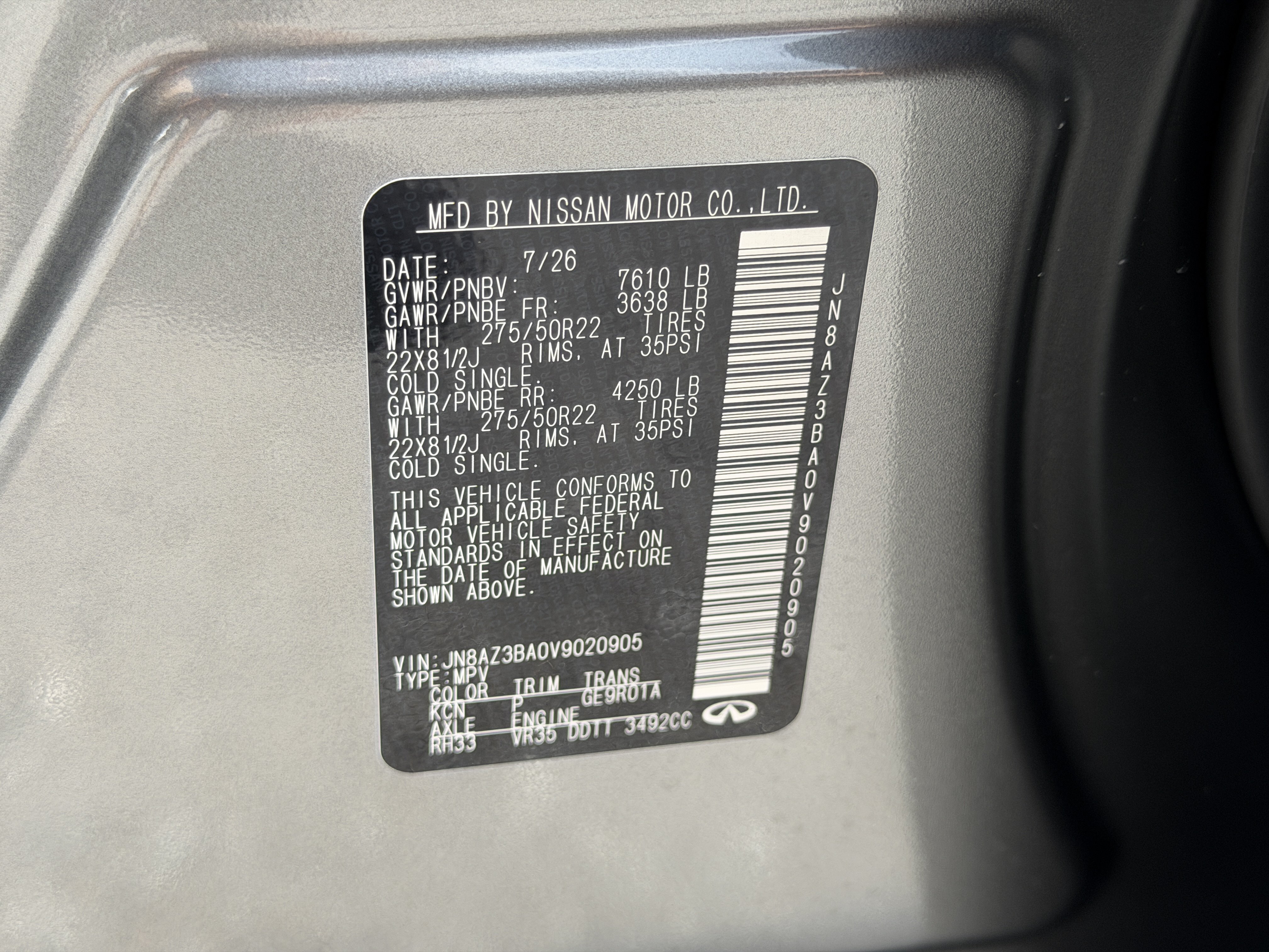 New 2027 INFINITI QX80 Luxe w/ Cargo Package RWD image 35