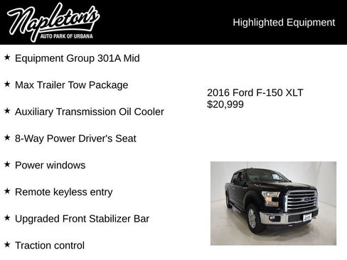 Used 2016 Ford F150 XLT w/ Equipment Group 301A Mid AWD/4WD image 15