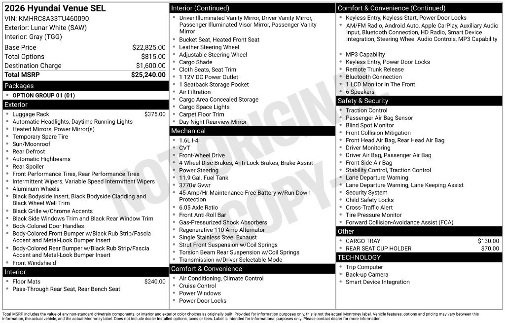 Used 2026 Hyundai Venue SEL FWD image 24