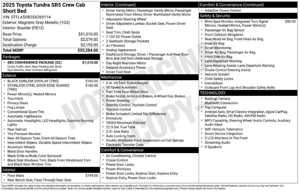 Used 2025 Toyota Tundra SR5 w/ SR5 Convenience Package AWD/4WD image 40