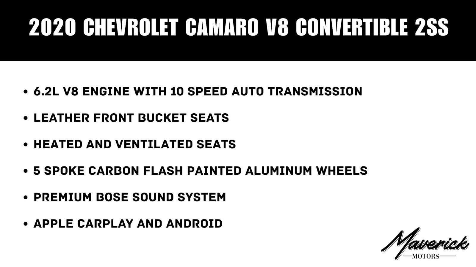 Used 2020 Chevrolet Camaro SS RWD image 2