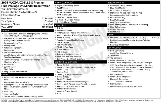Used 2025 MAZDA CX-5 AWD 2.5 S w/ Premium Plus Pkg image 19