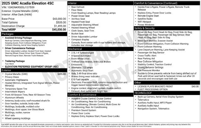Used 2025 GMC Acadia Elevation FWD image 36
