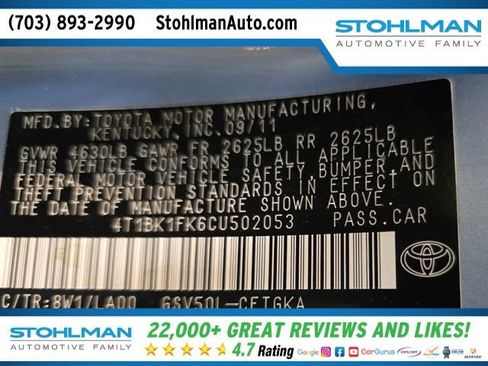 Used 2012 Toyota Camry XLE FWD image 37