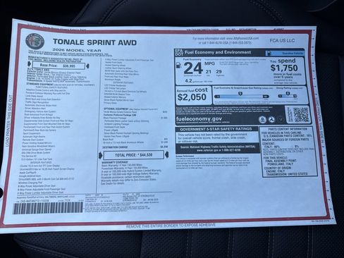 New 2026 Alfa Romeo Tonale Sprint w/ Black Premium Package image 25